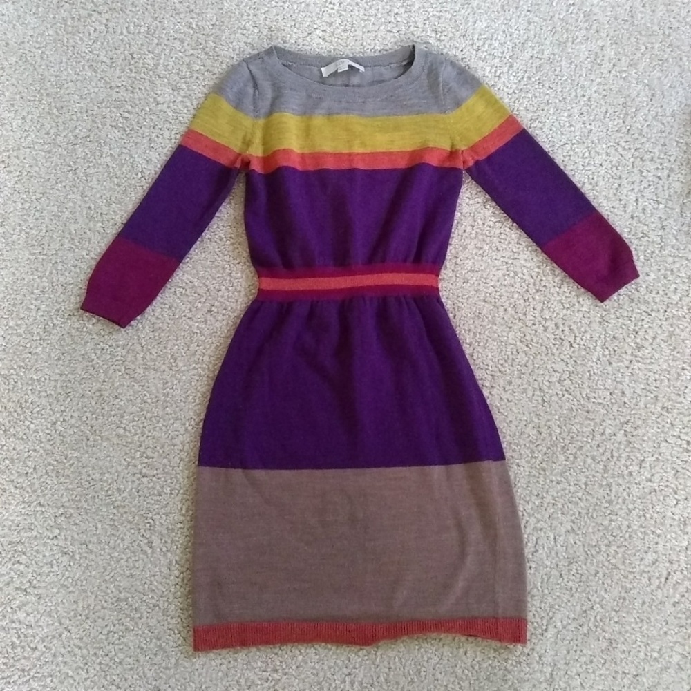Ann Taylor Loft Colorblock Stripe Sweater Dress
